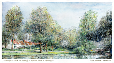 202890 Gezicht op het Lepelenburg te Utrecht, vanaf de Maliesingel, met links de vrijwoningen aan het Bruntenhof ...